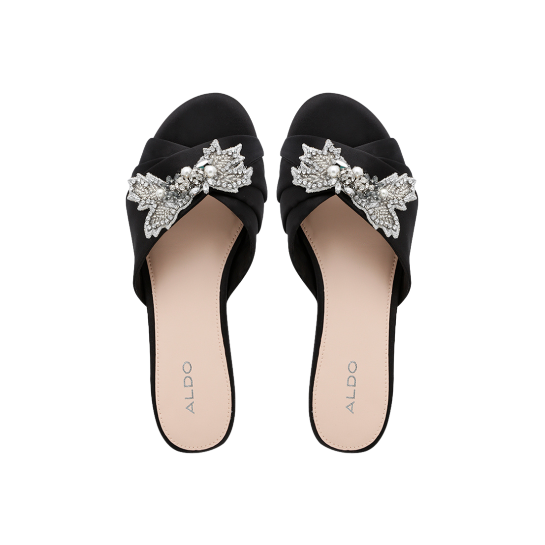 Black Embellished Open Sandals