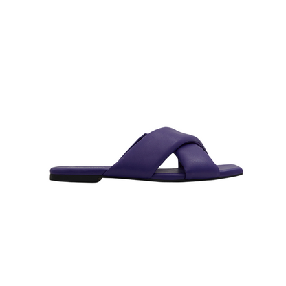 Purple Cross Band Open Toe Flat Sandals