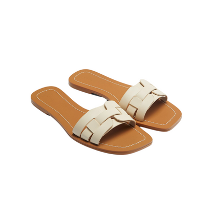 Flat Ecru Open Sandals