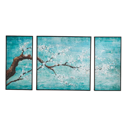 Cherry Blosson 3-Panel Framed Canvas Wall Art Set