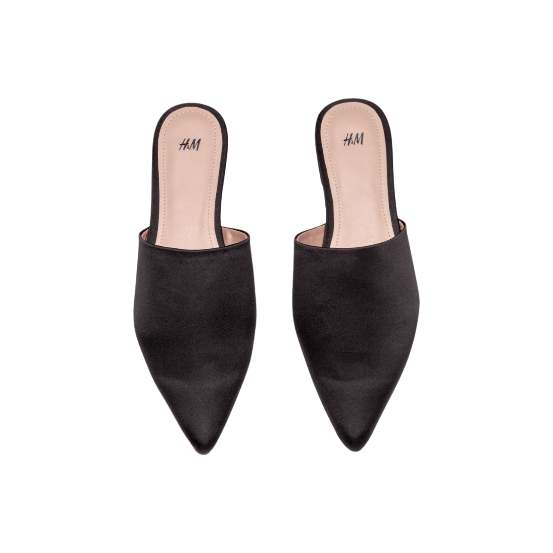 Black Silk Pointy Mules