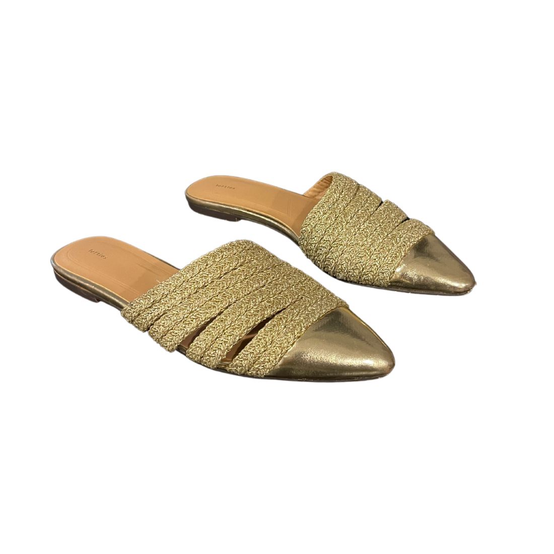 Gold Pointed Mules with Crochet Straps