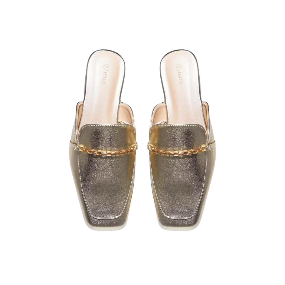 Gold Chain Link Detail Slip On Mules