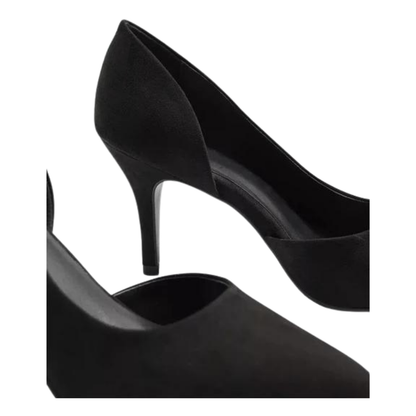 Black Elegant Cut Faux Suede Stilettos