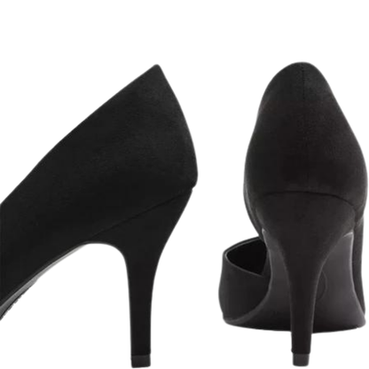 Black Elegant Cut Faux Suede Stilettos