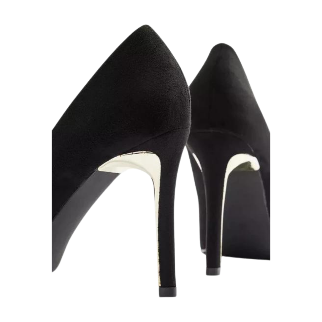 Black Faux Suede Stilettos w/Gold Detailing