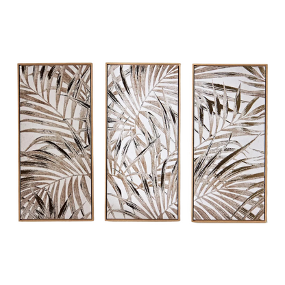 Leaves 3-Panel Framed Canvas Wall Art Set