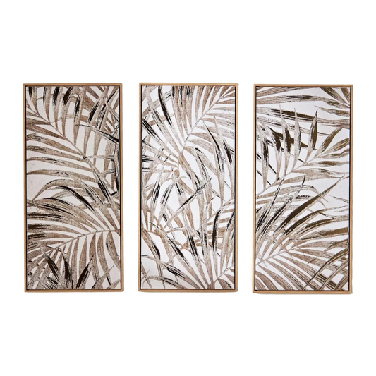 Leaves 3-Panel Framed Canvas Wall Art Set