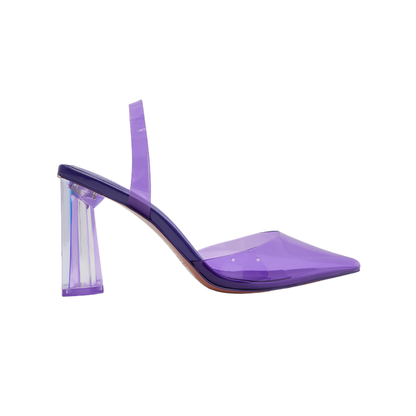 Purple Acrylic Slingback Pumps with Block Heel