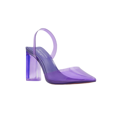 Purple Acrylic Slingback Pumps with Block Heel