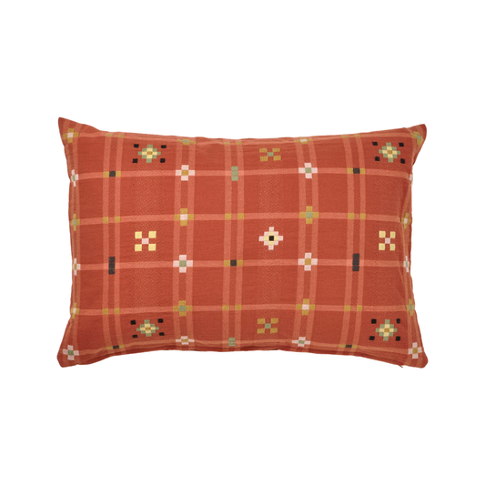 Red Rectangular Printed Cushion Cover
