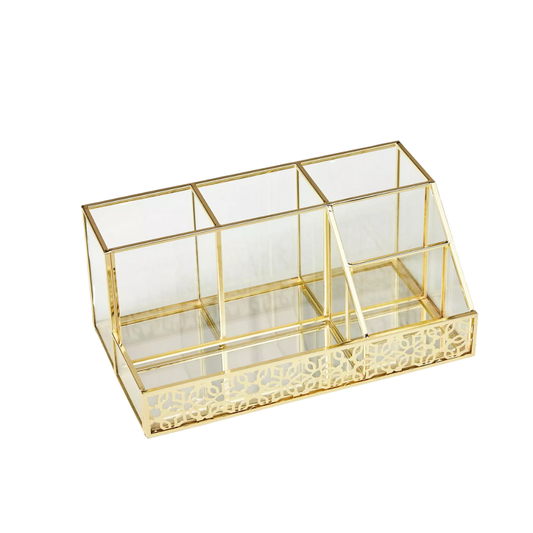 Gold & Glass Make Up Holder