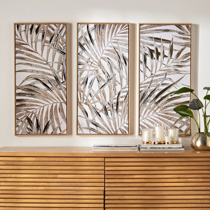Leaves 3-Panel Framed Canvas Wall Art Set