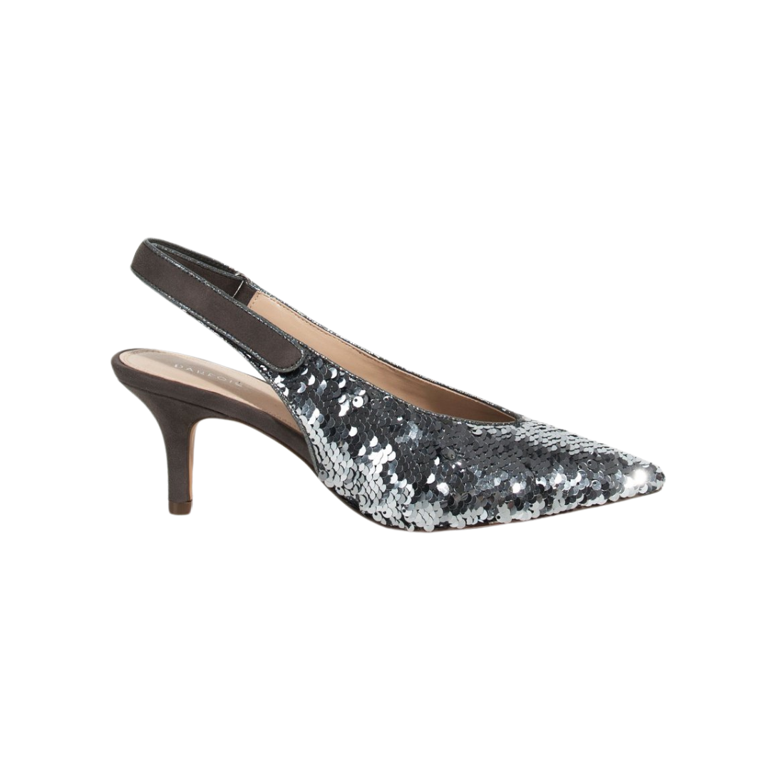 Silver Sequin Vintage Cut Stiletto Slingback