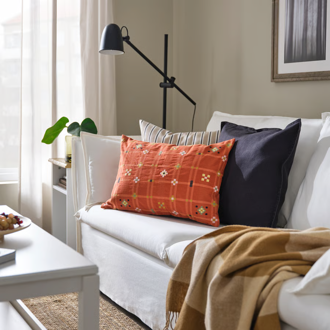 Red Rectangular Printed Cushion Cover