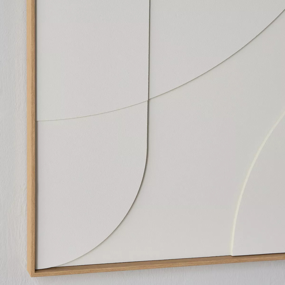 White Wall Art with Wooden Frame