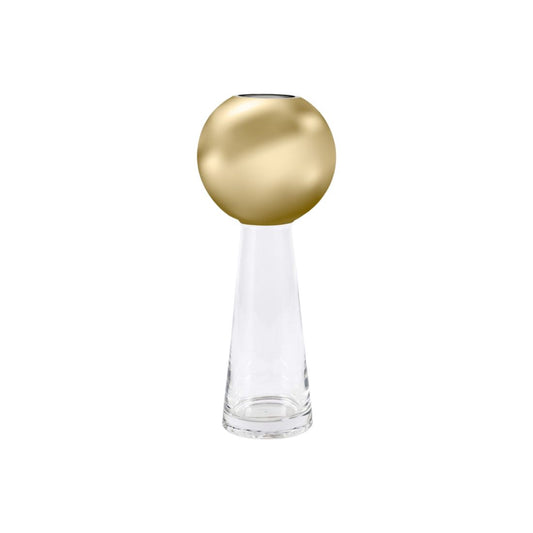 Gold Round Spheric Vase with Clear Base