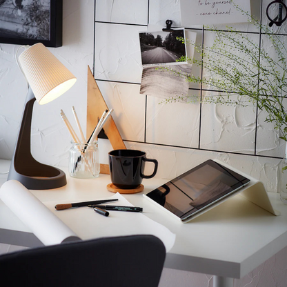 White/Grey Ribbed Table Lamp
