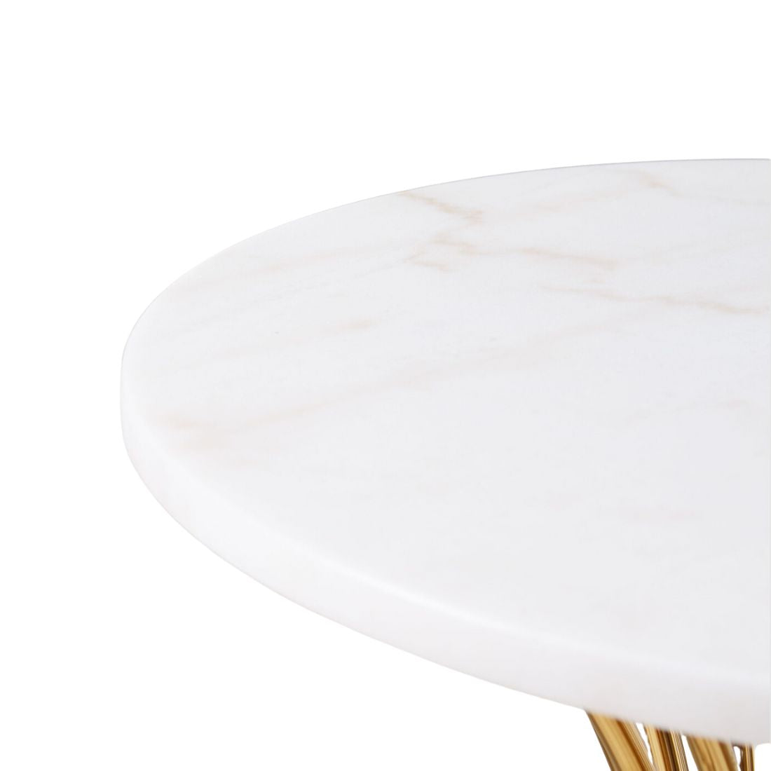 Round Marble Top End Table with Gold Base