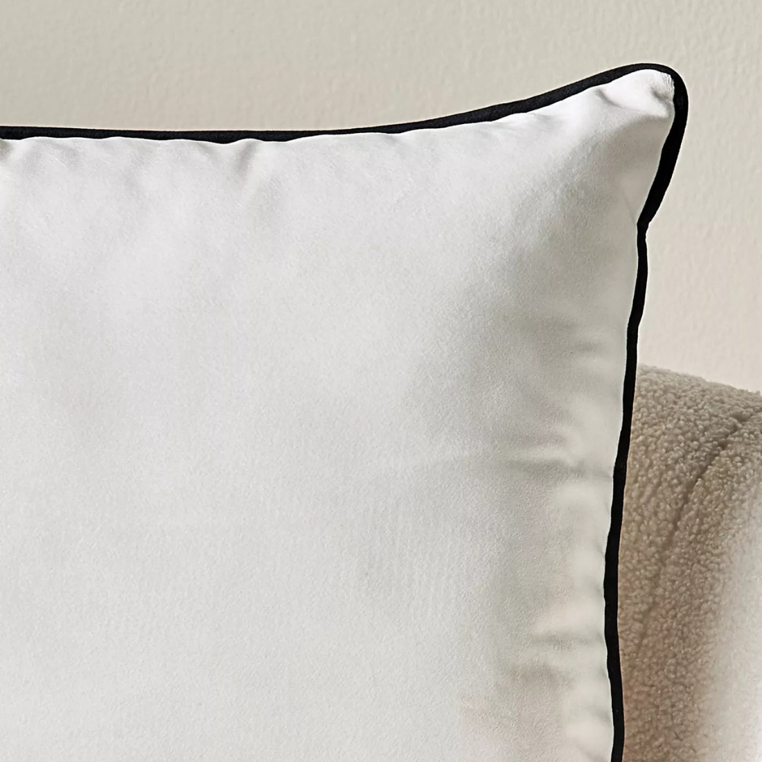 White Velvet Cushion with Black Trim