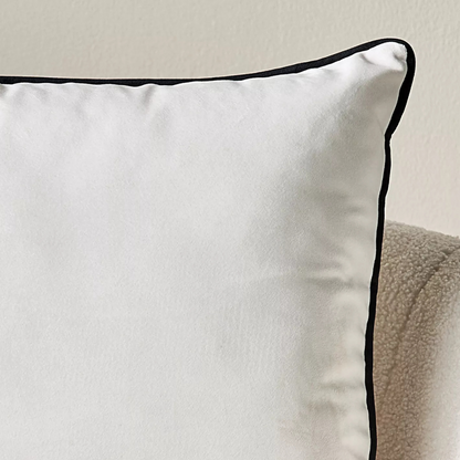 White Velvet Cushion with Black Trim