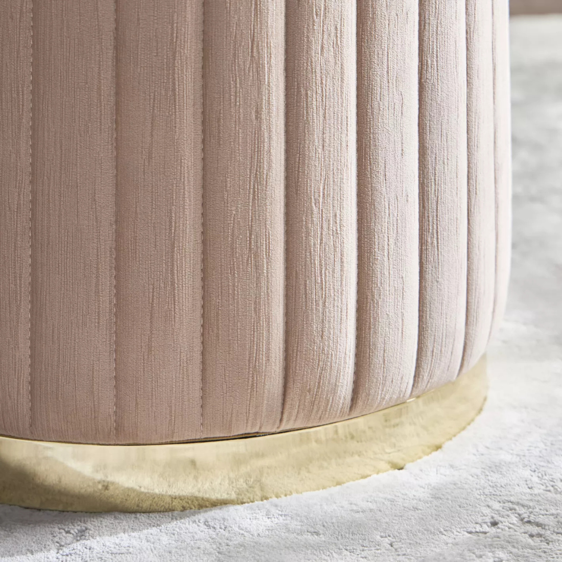 Pink Velvet Upholstered Ottoman