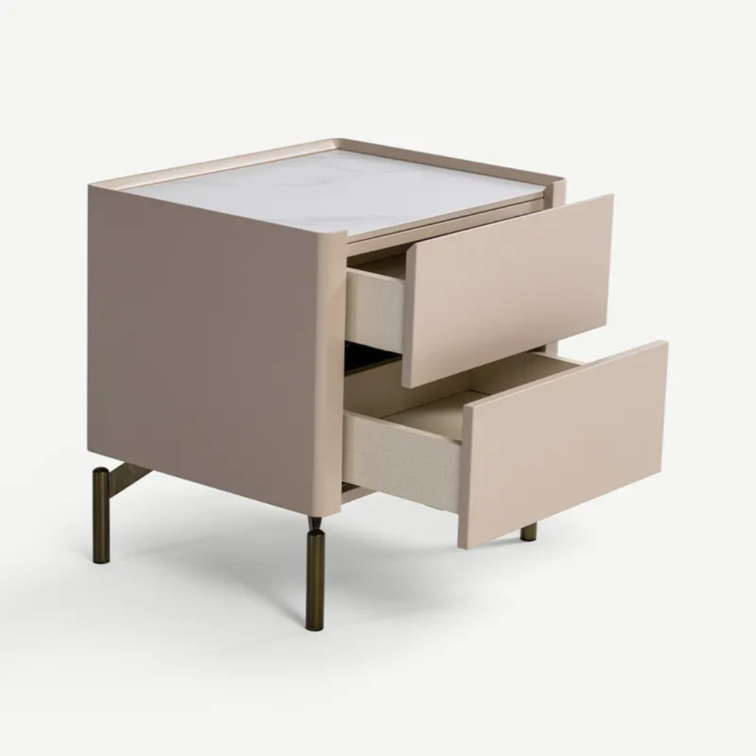 Champagne Bedside Tables with Marble Top