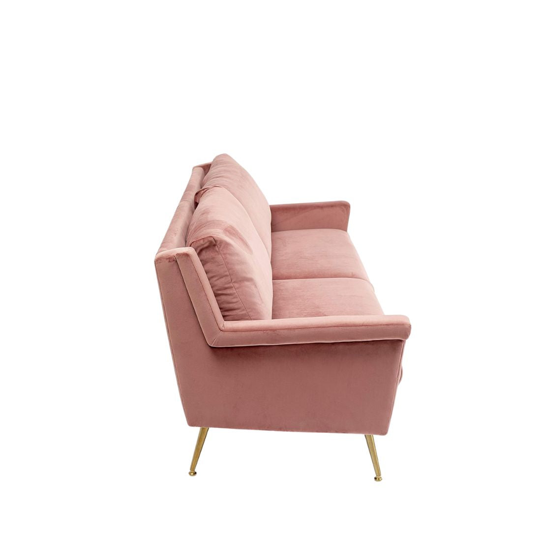 Faded Pink Retro Velvet 3 Seater Couch