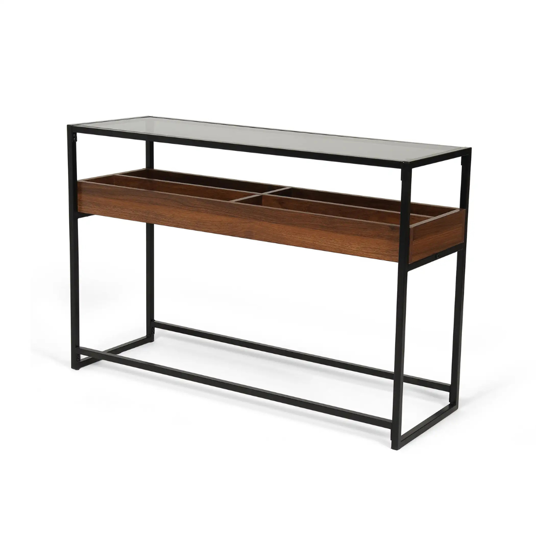 Black/Wooden Glass Console