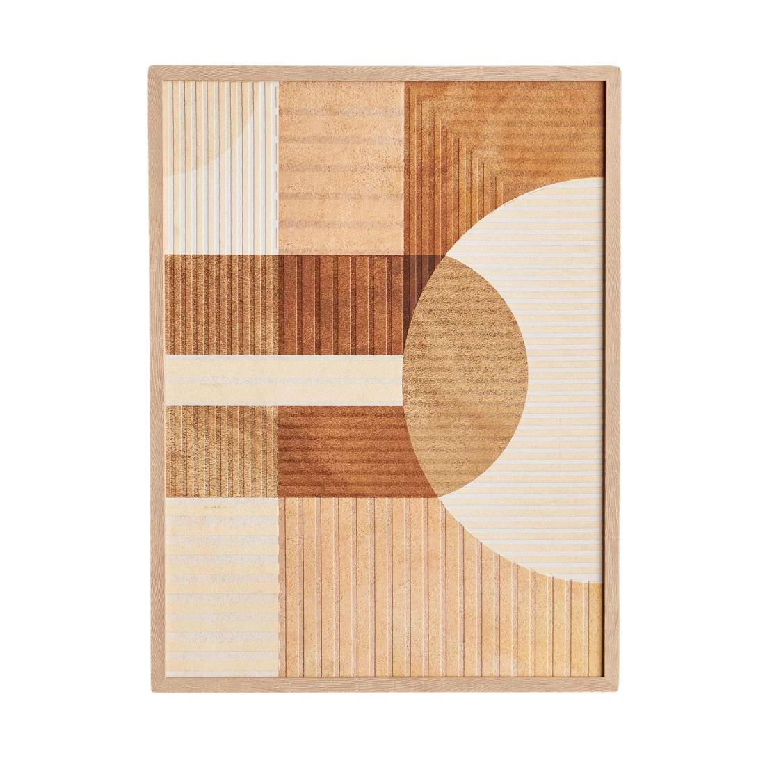 Wooden Framed Abstract Earthy Geometric Artwork