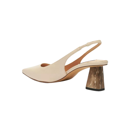 Nude Slingback Pumps with Block Marble Like Heel