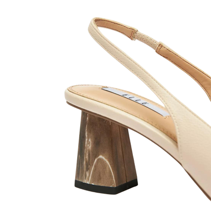 Nude Slingback Pumps with Block Marble Like Heel