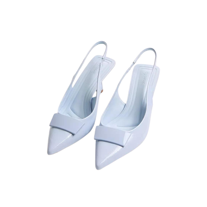 Blue Accent Detail Slip-On Slingback Shoes with Stiletto Heels