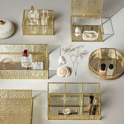 Gold & Glass Make Up Holder