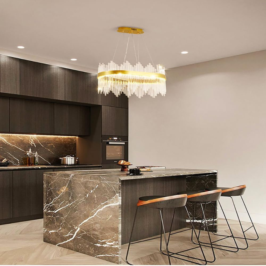 Crystal Rod Oval Chandelier