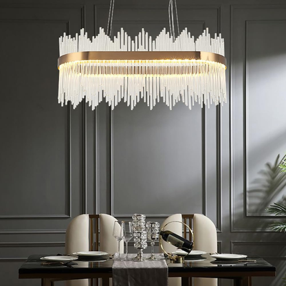 Crystal Rod Oval Chandelier