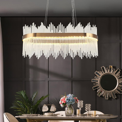 Crystal Rod Oval Chandelier