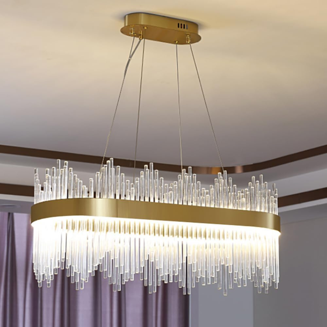 Crystal Rod Oval Chandelier
