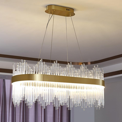 Crystal Rod Oval Chandelier