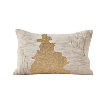 Gold and Jute Embroidered Cushion