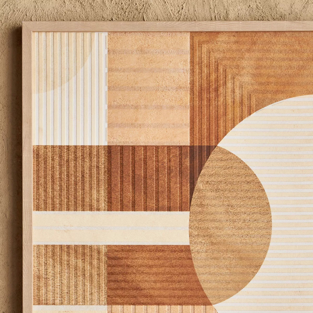 Wooden Framed Abstract Earthy Geometric Artwork