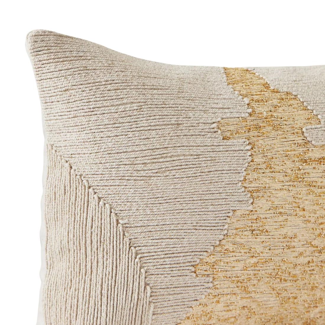 Gold and Jute Embroidered Cushion