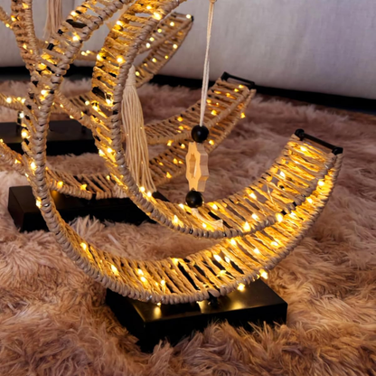 Rustic Trio Crescent LED Battery Operated Light Stands