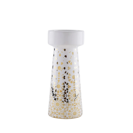 White and Gold Pillar Candle Holder