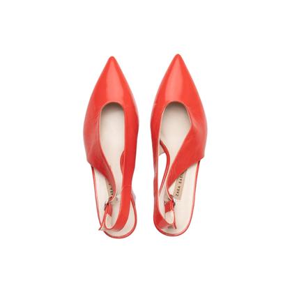 Red Patent Vintage Style Slingback Pumps