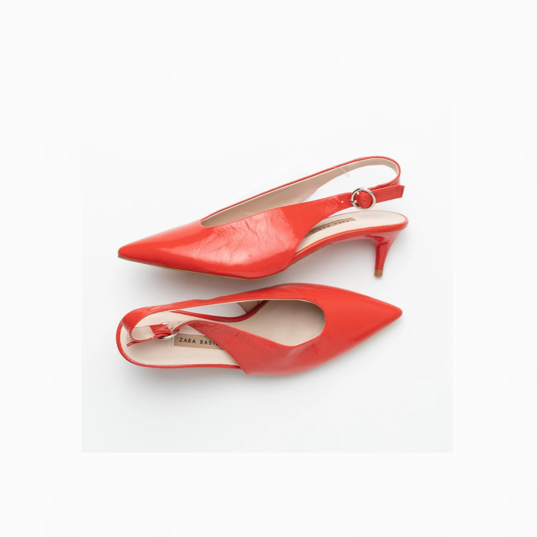 Red Patent Vintage Style Slingback Pumps