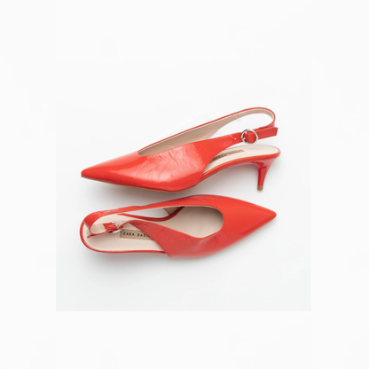 Red Patent Vintage Style Slingback Pumps