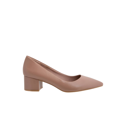 Low Block Nude Pump Shoes