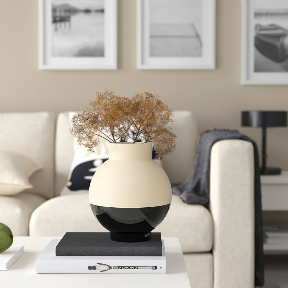 Black Beige Round Vase