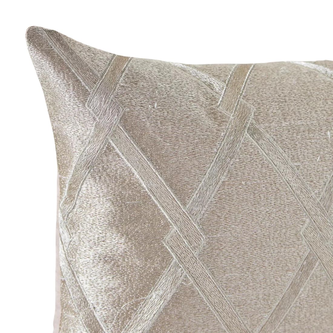 Geometric Embroidered Silk Cushion
